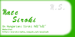 mate siroki business card
